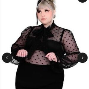 Nwot foxblood 4xl jewels mesh holiday blouse sheer goth witch